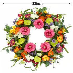AMF0RESJ wreath detail highlighting lavender accents and green leaves for garden-inspired decor.
