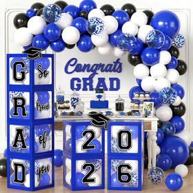M AMFEOV 2026 graduation arch kit boxes create a bold photo backdrop.