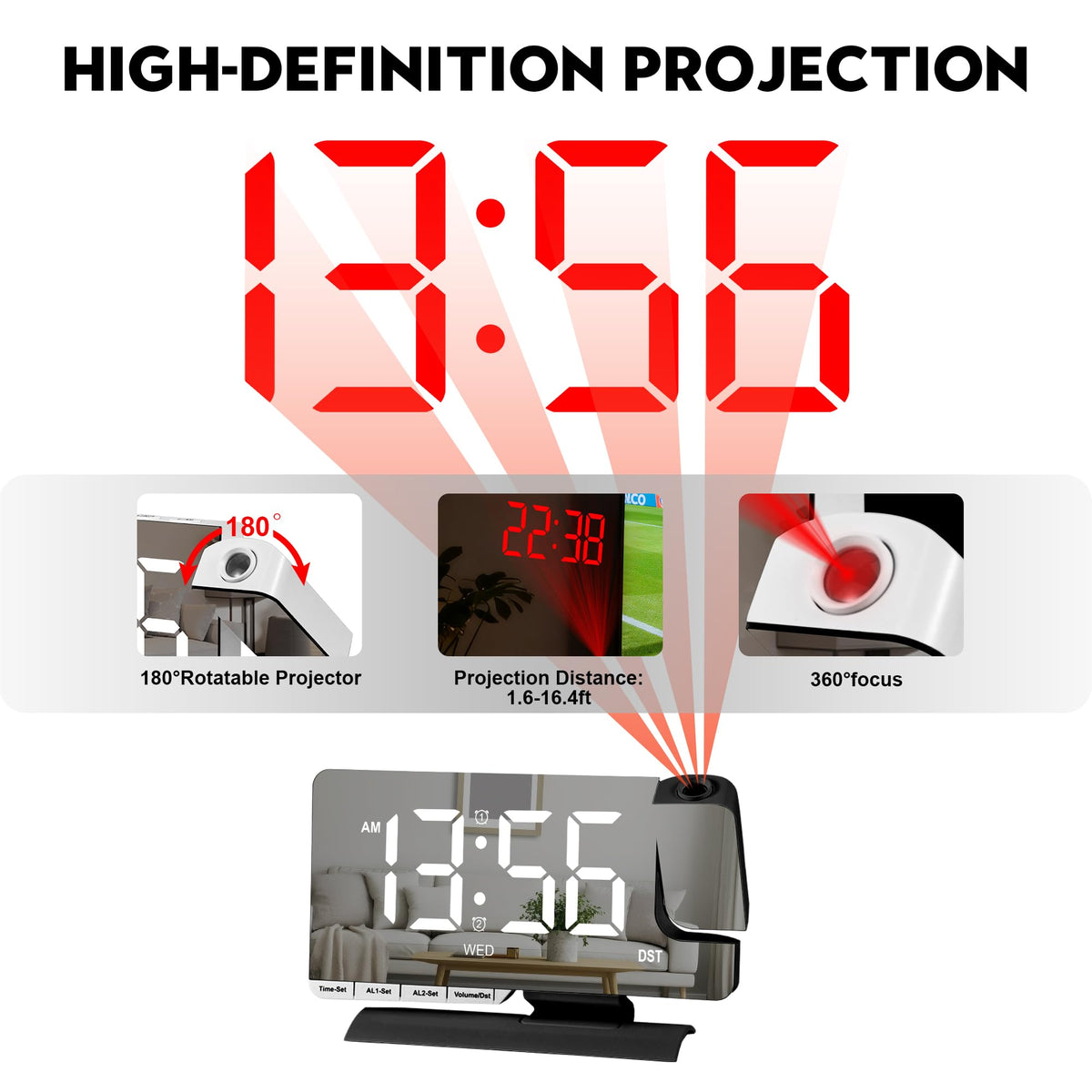 Amgico top snooze button for easy extra minutes