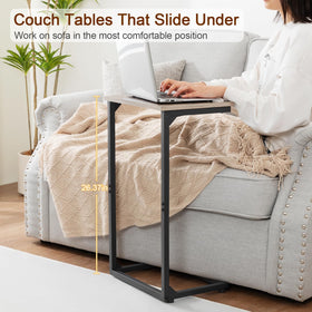 AMHANCIBLE C-shaped end table used as living room TV tray