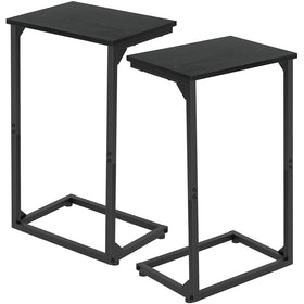 AMHANCIBLE C-shaped end table sliding under sofa for easy snacks.