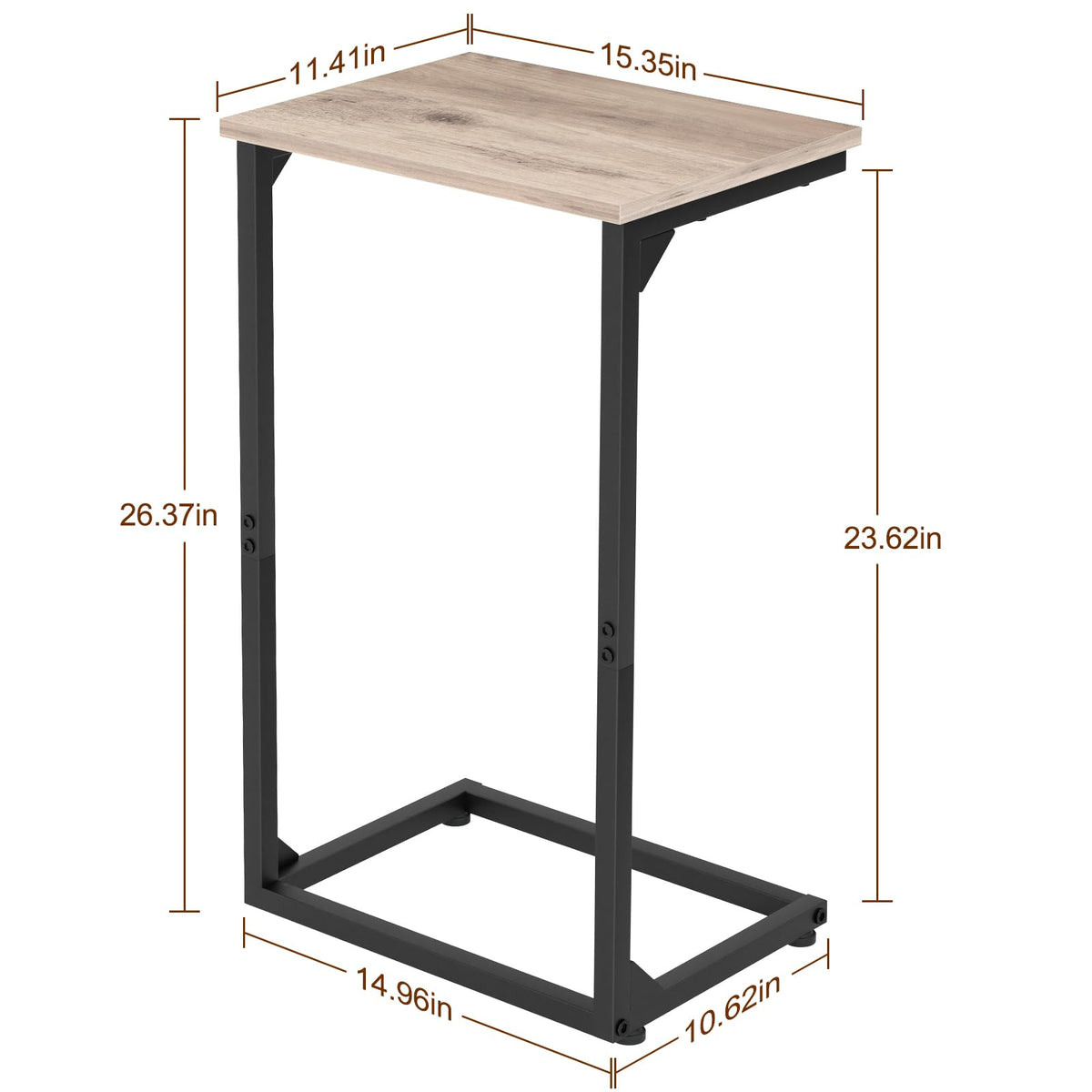 AMHANCIBLE C-shaped end table with FSC-certified wood top