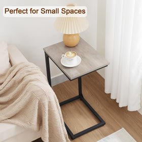 AMHANCIBLE C-shaped end table pet-friendly design keeps bowls off floor