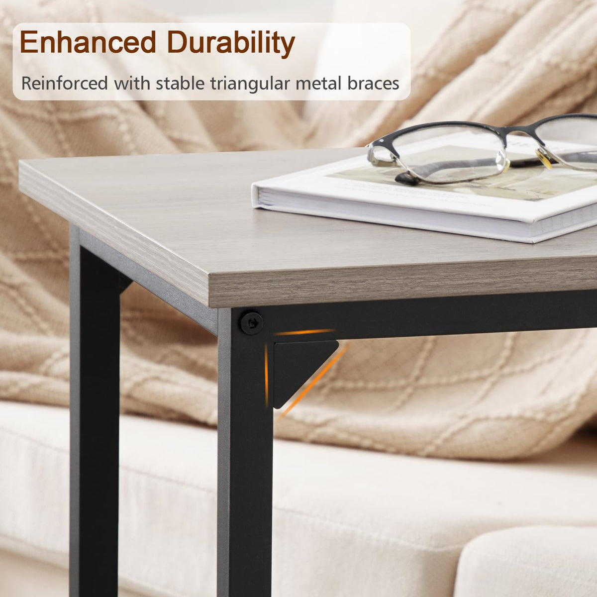 AMHANCIBLE C-shaped end table slim profile fits small spaces