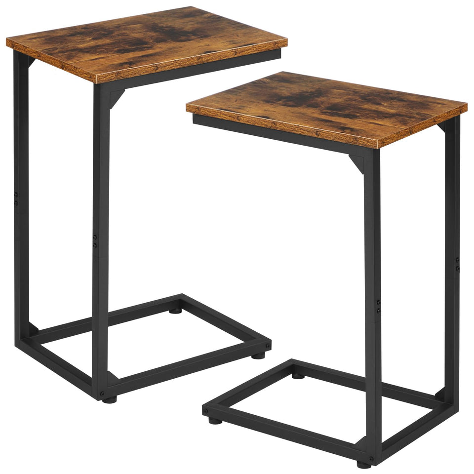 AMHANCIBLE C shaped side table under sofa for easy reach.
