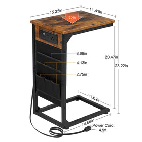 AMHANCIBLE rustic brown couch side table placed in living room setup