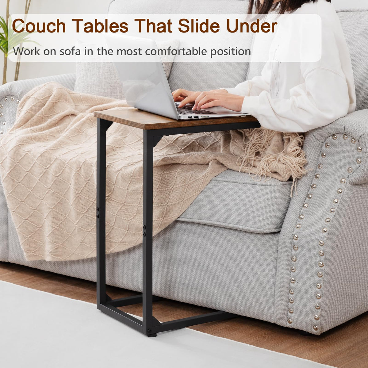 AMHANCIBLE end table top view showing slim profile for small spaces