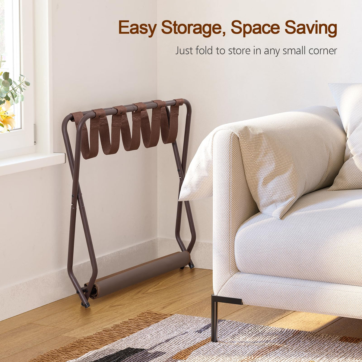 AMHANCIBLE luggage racks in a guest room setup.