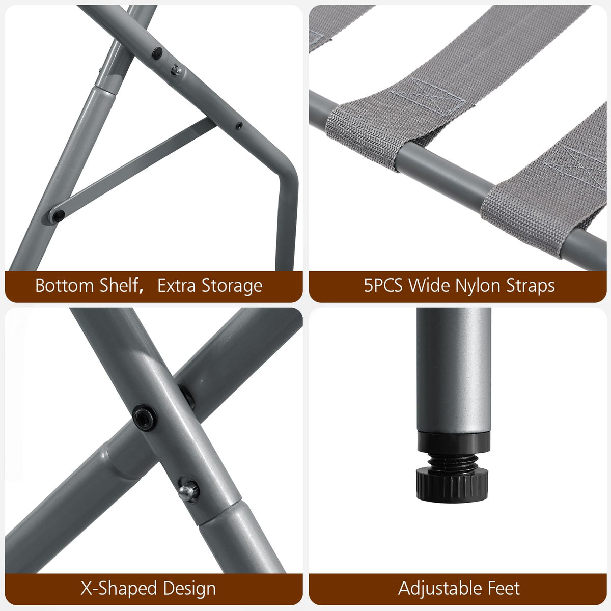 AMHANCIBLE luggage rack compact-folded-size fits in closet or under bed.
