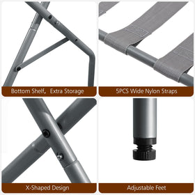 AMHANCIBLE luggage rack compact-folded-size fits in closet or under bed.