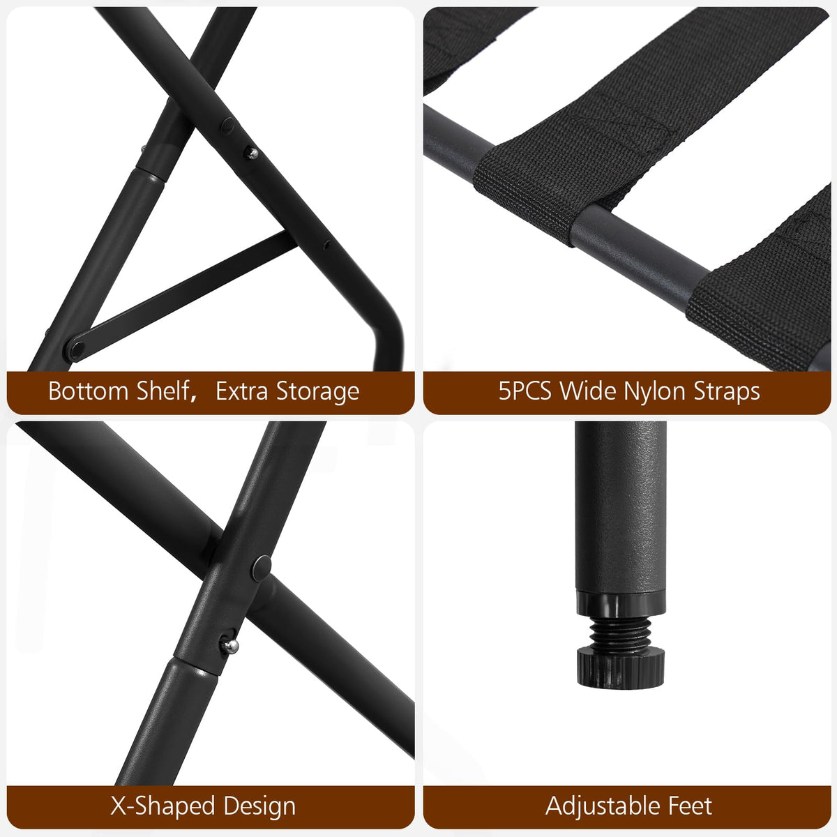 AMHANCIBLE luggage rack compact folded storage fits under bed for easy stowage.