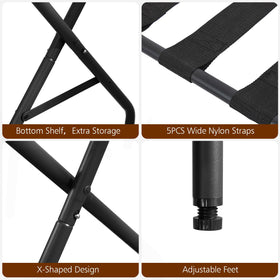 AMHANCIBLE luggage rack compact folded storage fits under bed for easy stowage.