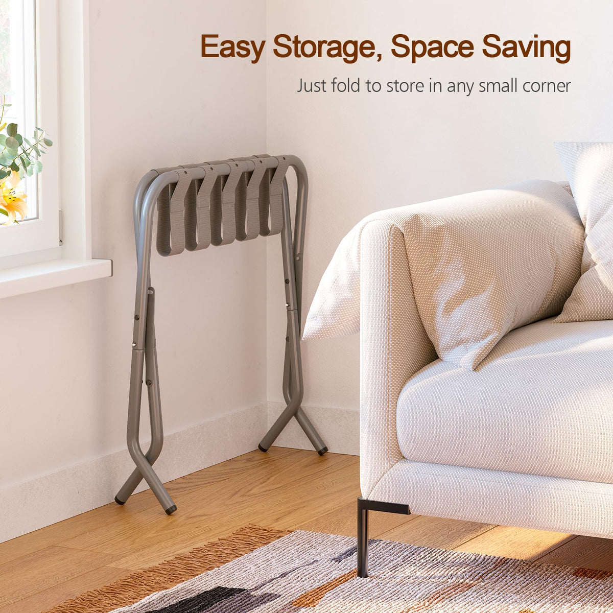 AMHANCIBLE luggage rack in-bedroom or hotel-room setup for convenient packing.