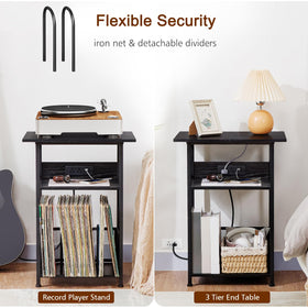 AMHANCIBLE record player stand assembled in living room reveals industrial style.