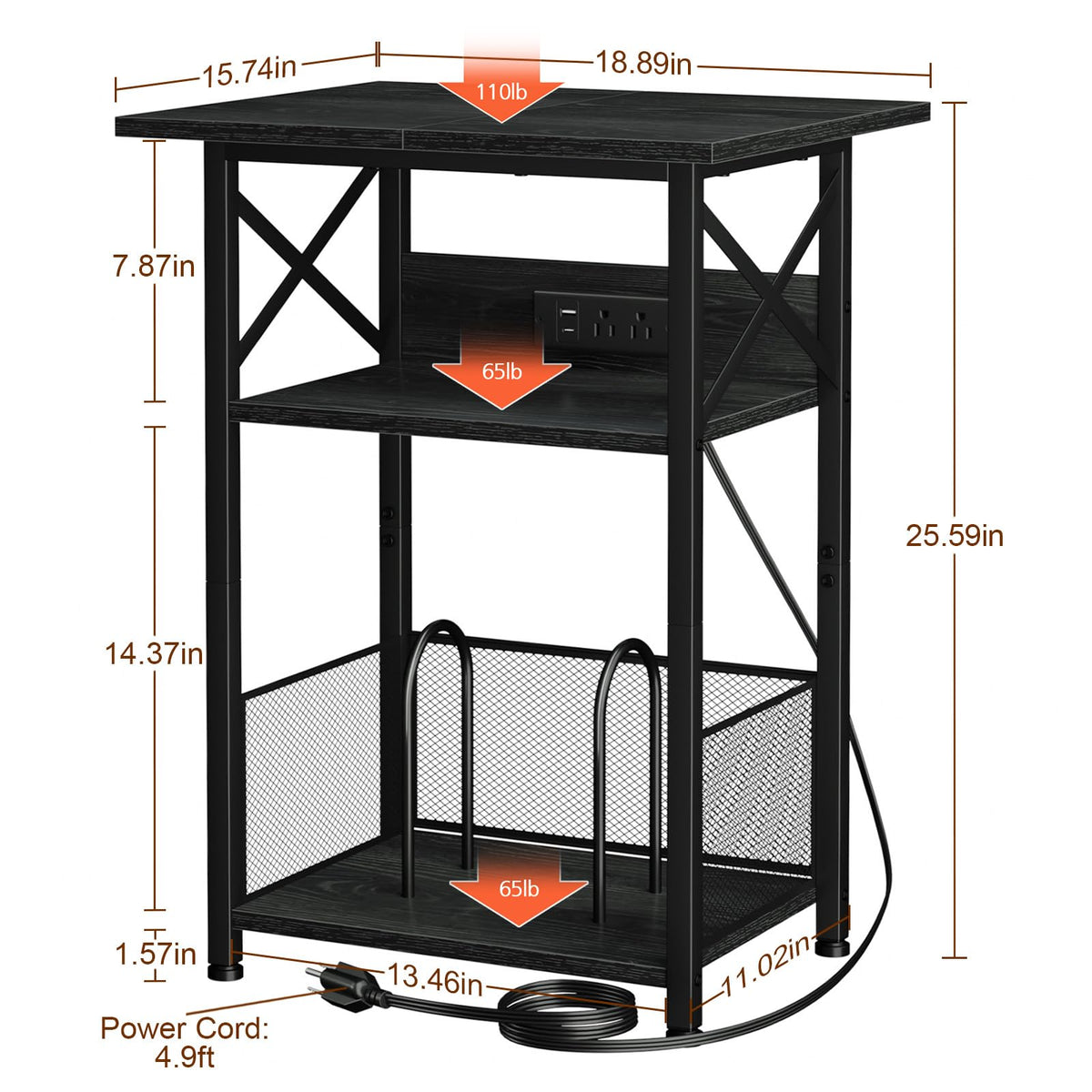 AMHANCIBLE record player stand open shelf storage for magazines and accessories.