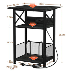 AMHANCIBLE record player stand open shelf storage for magazines and accessories.