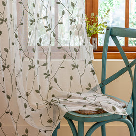 AmHoo 2 Panels Embroidered Leaf Pattern curtains filter light for cozy living spaces.