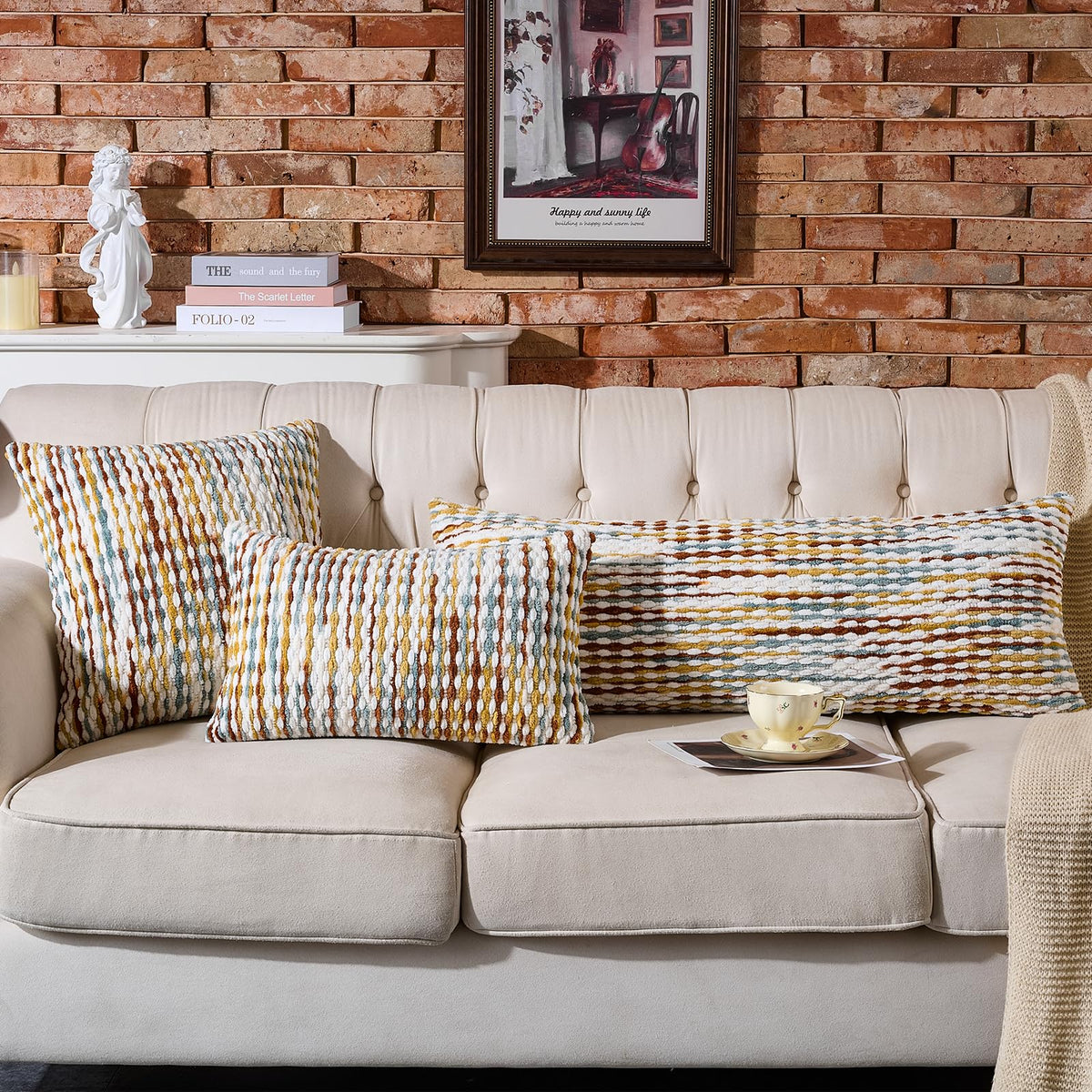 AmHoo cushion cover features 3D geometric tufting for textured decor.