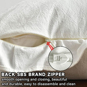 AmHoo cream pillow cover close-up, wrinkle-texture for natural comfort.