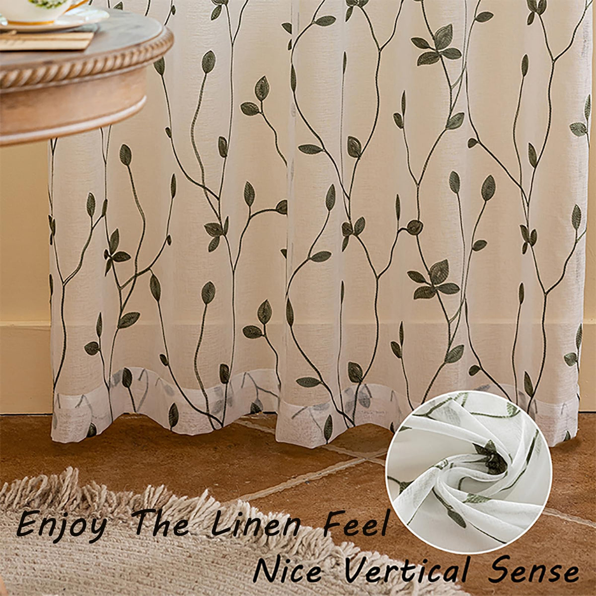AmHoo semi-sheer curtain panel reveals natural light while reducing glare.