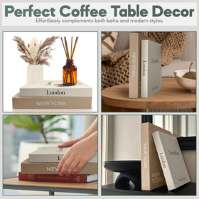 AMINALUX coffee-table decor display showcases realistic book sizes and depth
