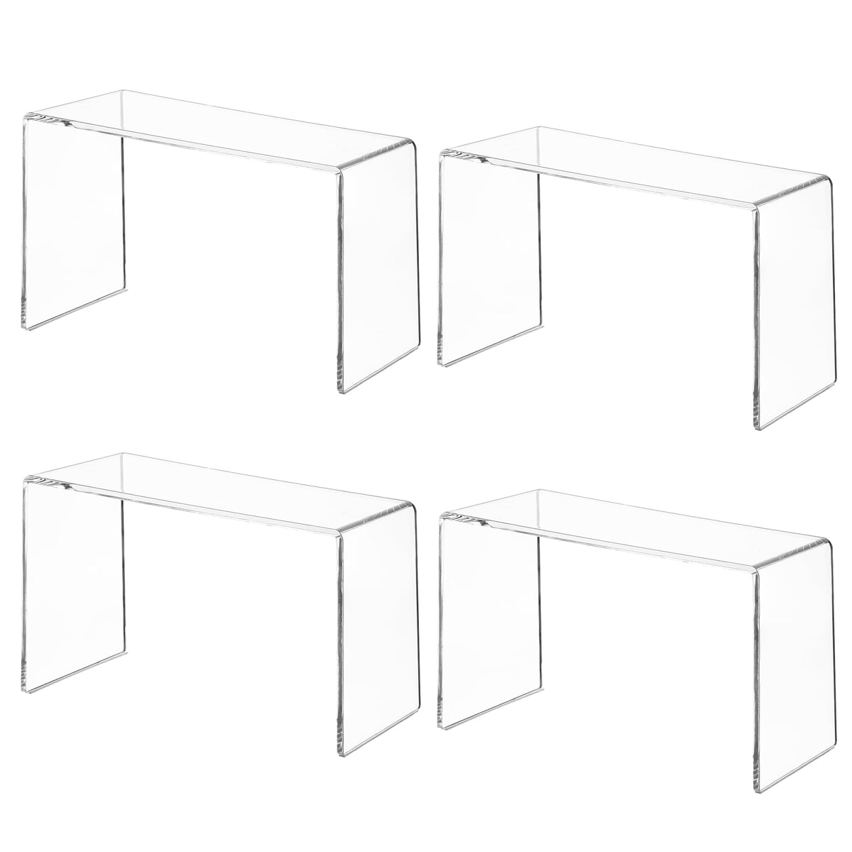 Aminigram 4-pack acrylic risers display items clearly for organized shelves.