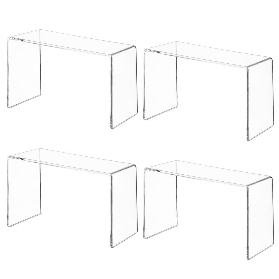 Aminigram 4-pack acrylic risers display items clearly for organized shelves.