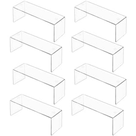 Aminigram 8-pack clear acrylic risers provide crystal-clear visibility for items.