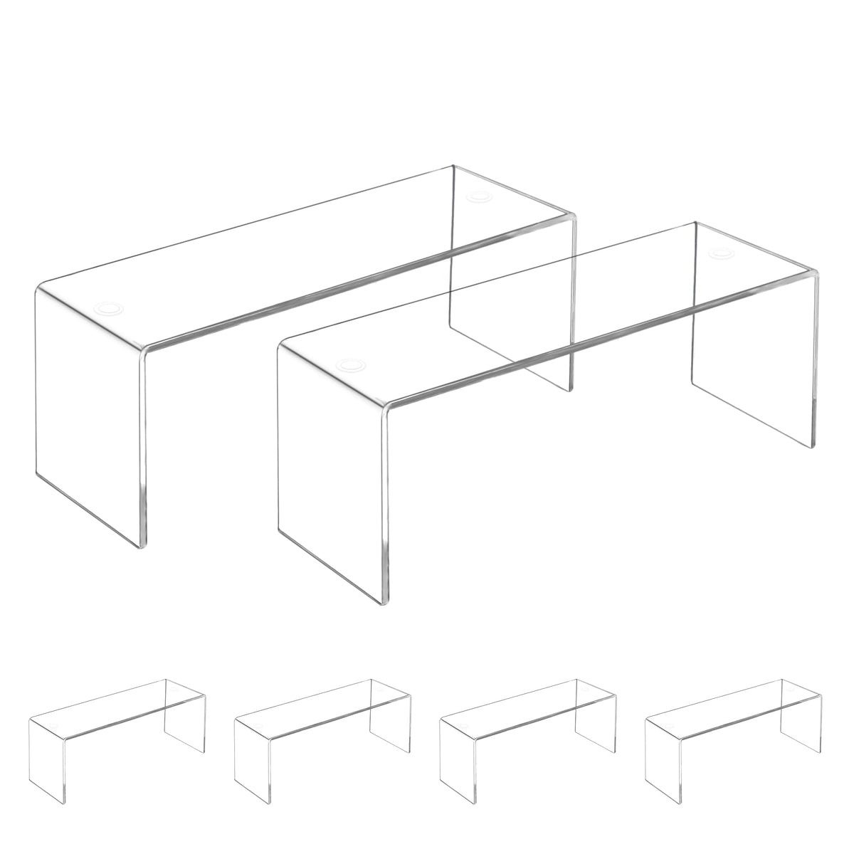 Aminigram four-pack large acrylic risers for clear, multi-level displays.