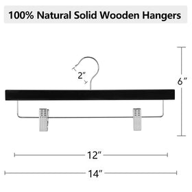 AMKUFO adjustable clips wooden hanger with non-slip cushions for secure garment grip