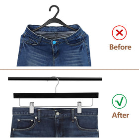 AMKUFO flat, space-saving wooden hangers create neat closet lines