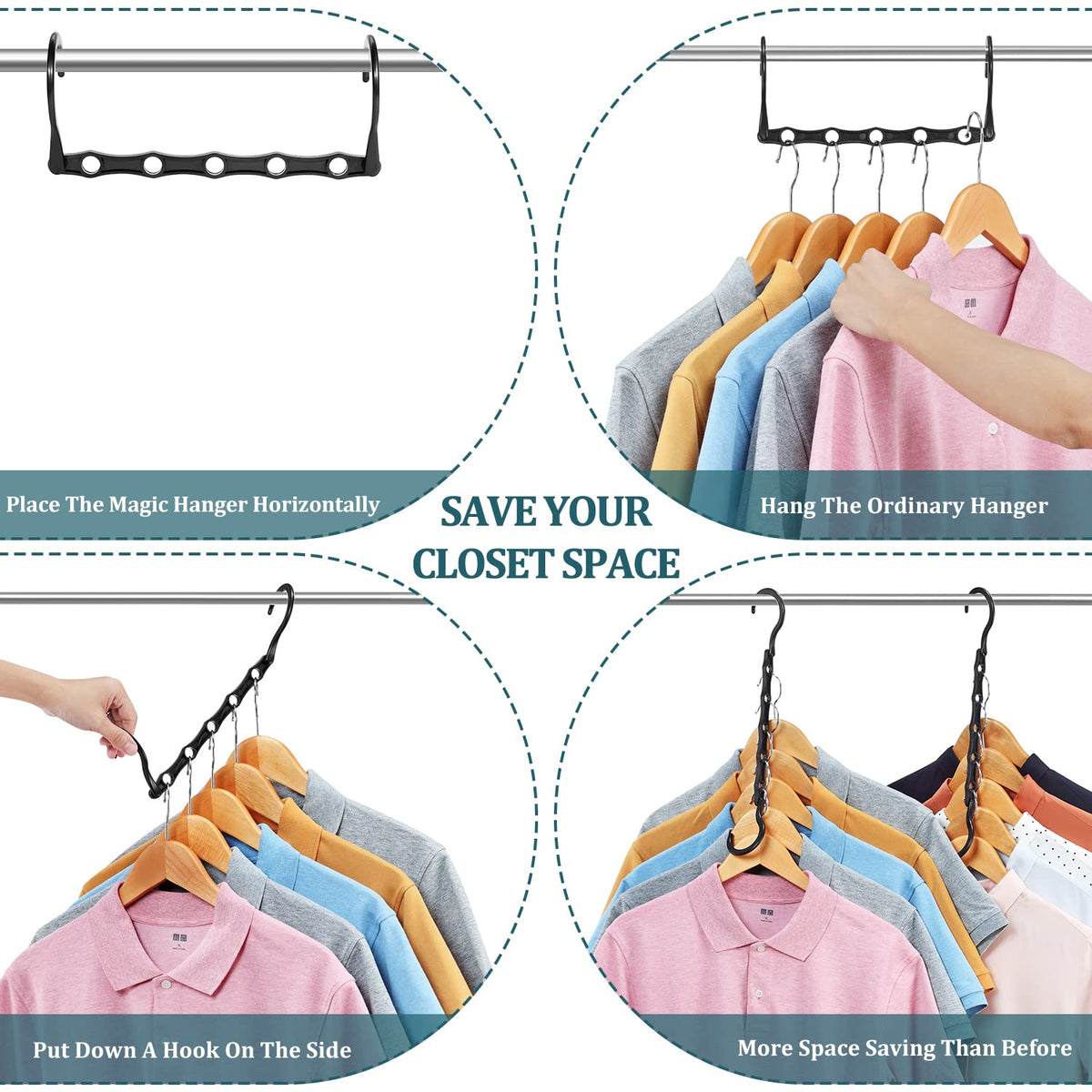 AMKUFO magic hanger with reinforced hook supporting heavy coats