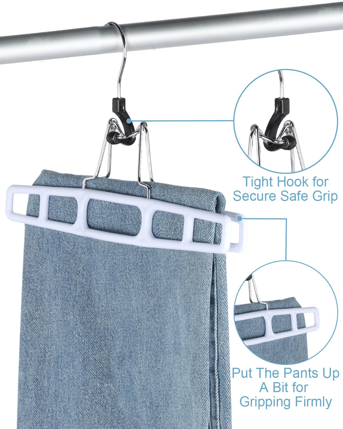 AMKUFO versatile hanger handles pants, skirts, towels, and shorts.