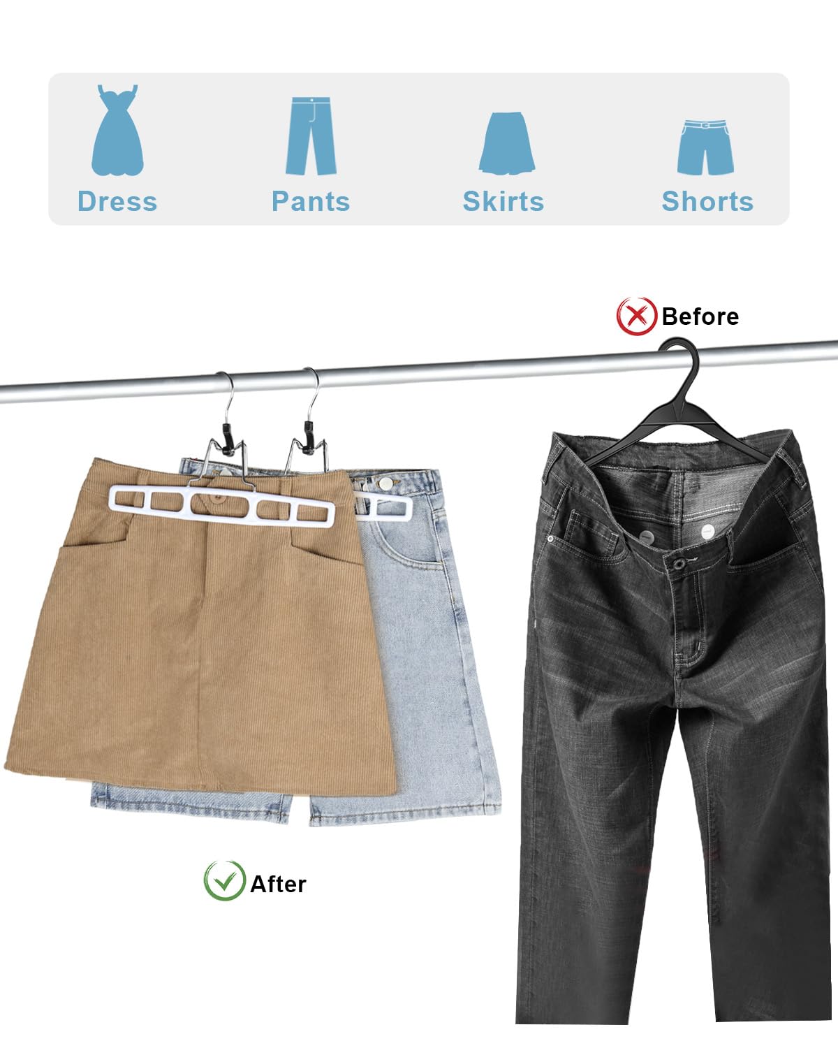 AMKUFO space-saving design helps maximize closet room and organization