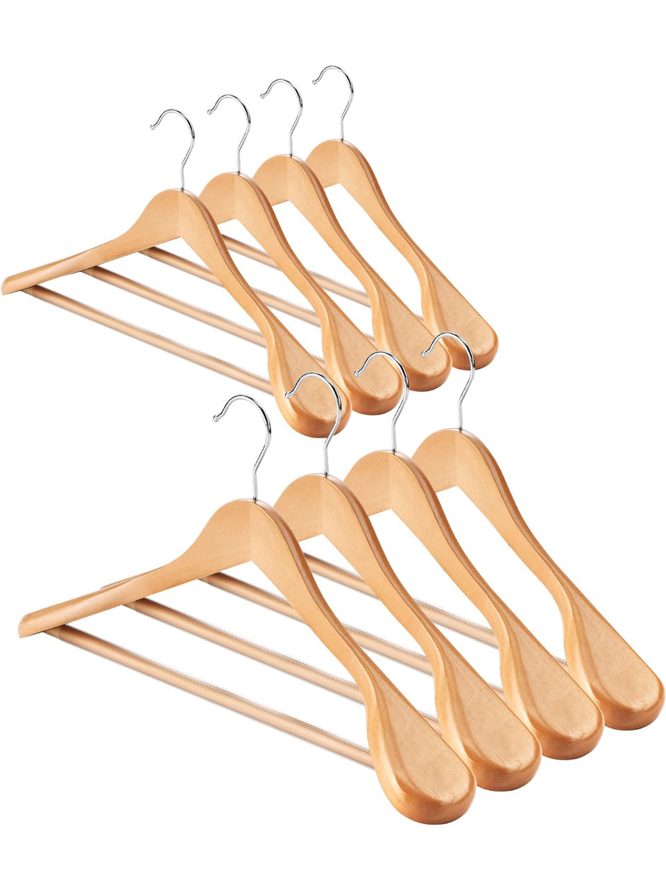 AMKUFO wide-shoulder wooden hanger preserves suit shapes and prevents shoulder collapse.