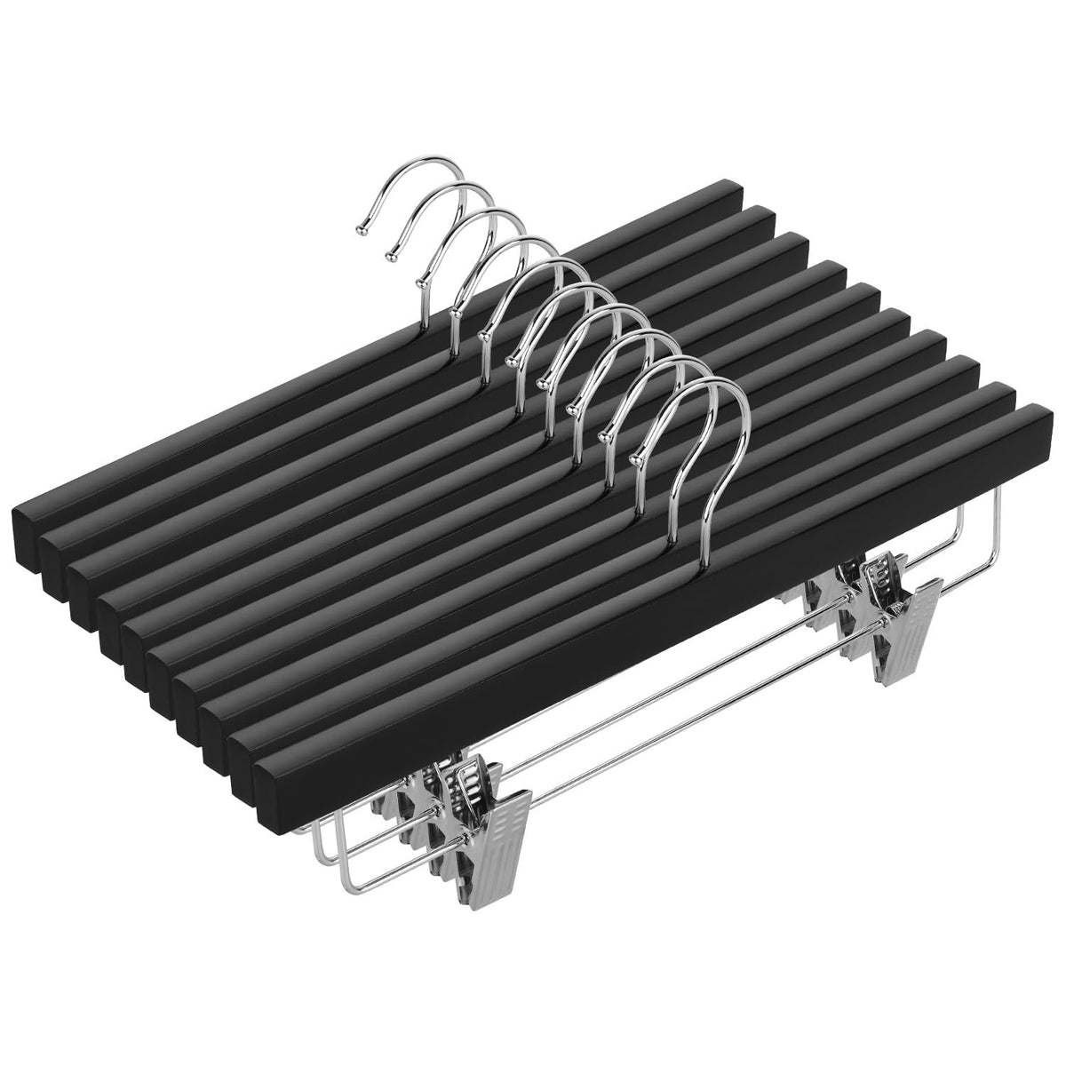 AMKUFO wooden pants hanger 20-pack with sturdy 14-inch profile for organized closets