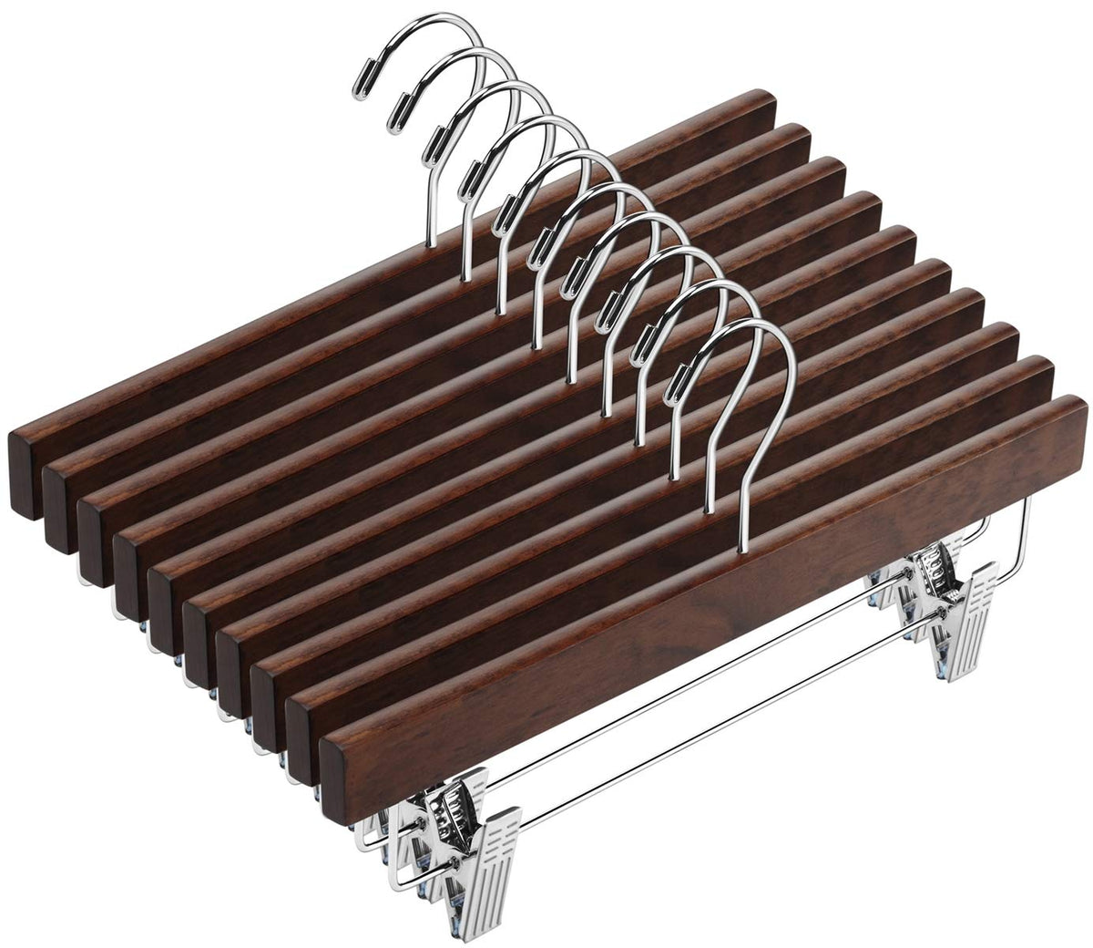 AMKUFO 14-inch wooden hanger in walnut finish for organized closets