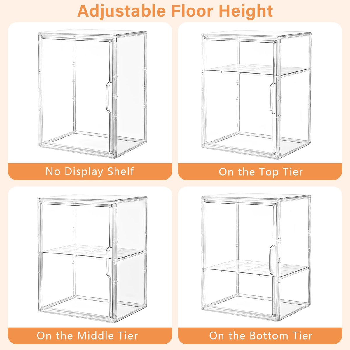Amllas clear display case enhances visibility for home or office.