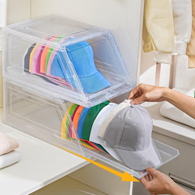 Amllas 2-pack stackable hat organizer with caps neatly displayed