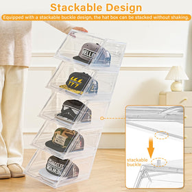 Amllas transparent hat storage box showing dust protection and visibility