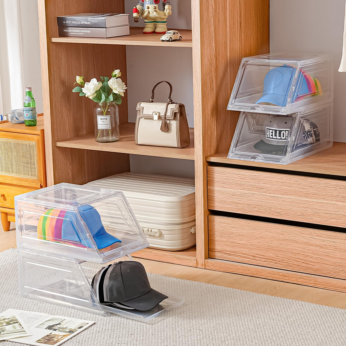 Amllas transparent PP material showcases hats clearly