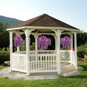 Ammyoo 10-inch coconut-lining basket supports a full display of blooms.