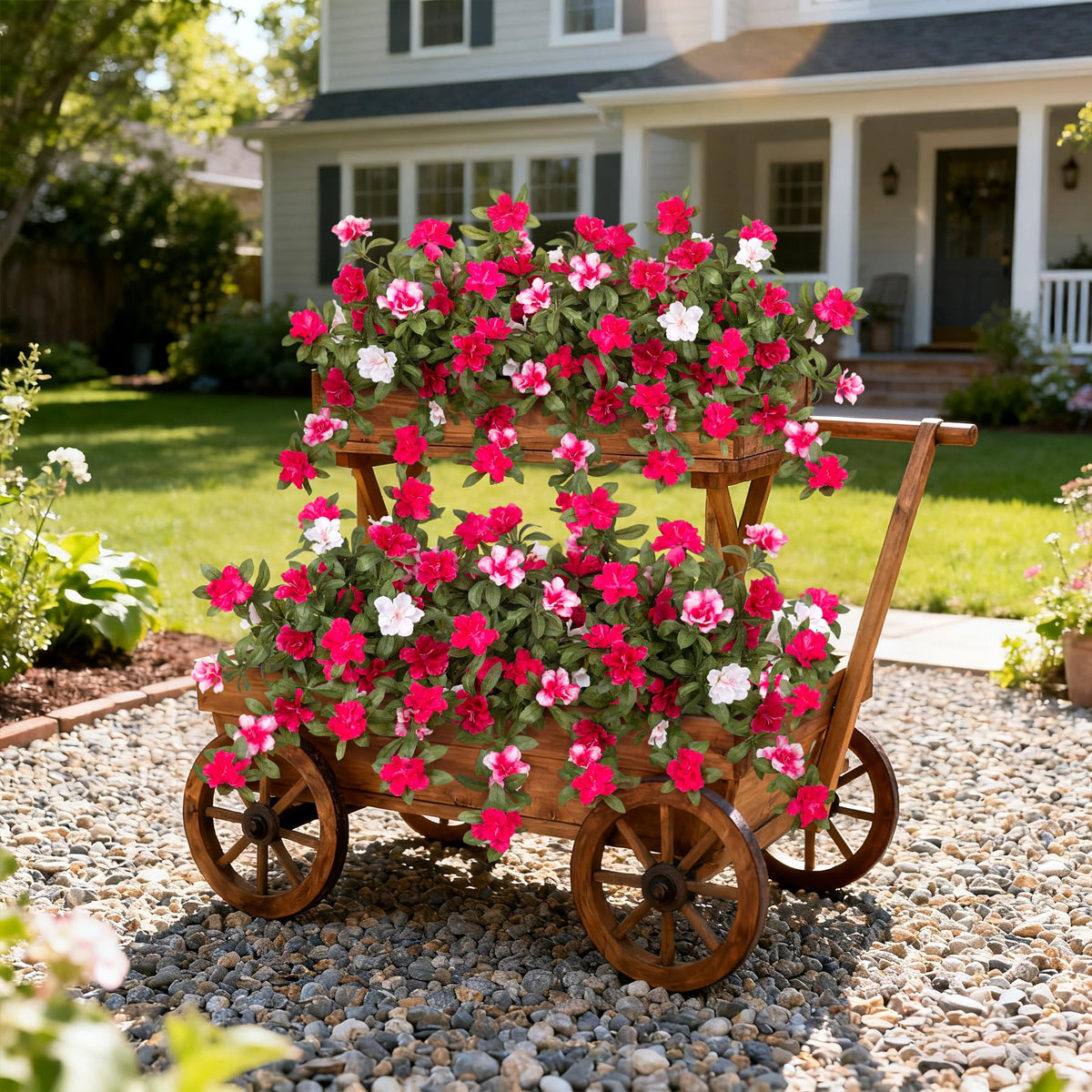 Ammyoo UV-resistant faux azalea preserves color in sunlit spaces.