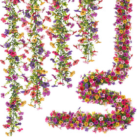 Ammyoo garland close-up of mums and ivy for realistic home decor.