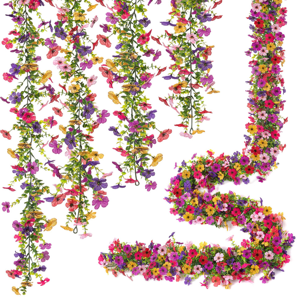 Ammyoo garland close-up of mums and ivy for realistic home decor.
