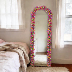 Ammyoo garland draped in long layout with mums and ivy for versatile styling.