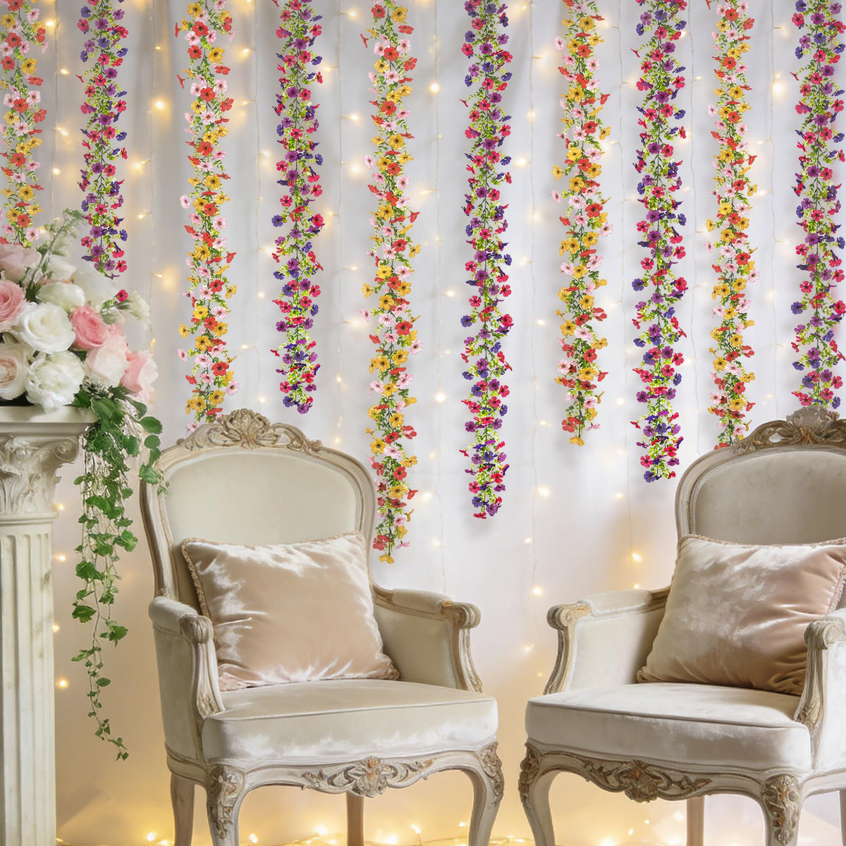Ammyoo wedding arch decorated with the floral garland for an elegant backdrop.