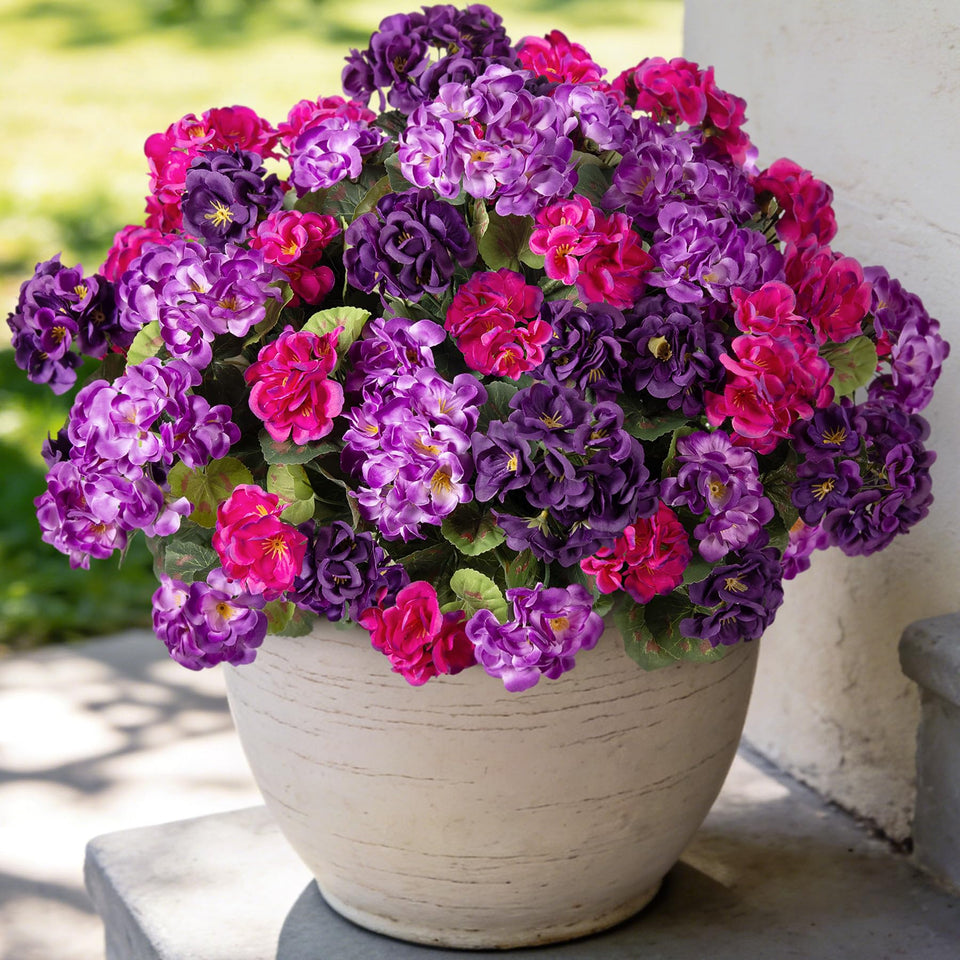 Ammyoo artificial geranium flowers for outdoors brighten patios with lasting color