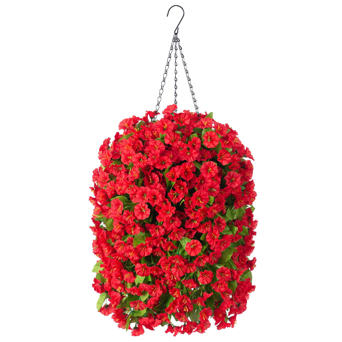 Ammyoo artificial hanging flowers basket assembly for quick outdoor decor