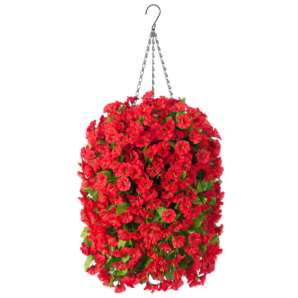 Ammyoo artificial hanging flowers basket assembly for quick outdoor decor